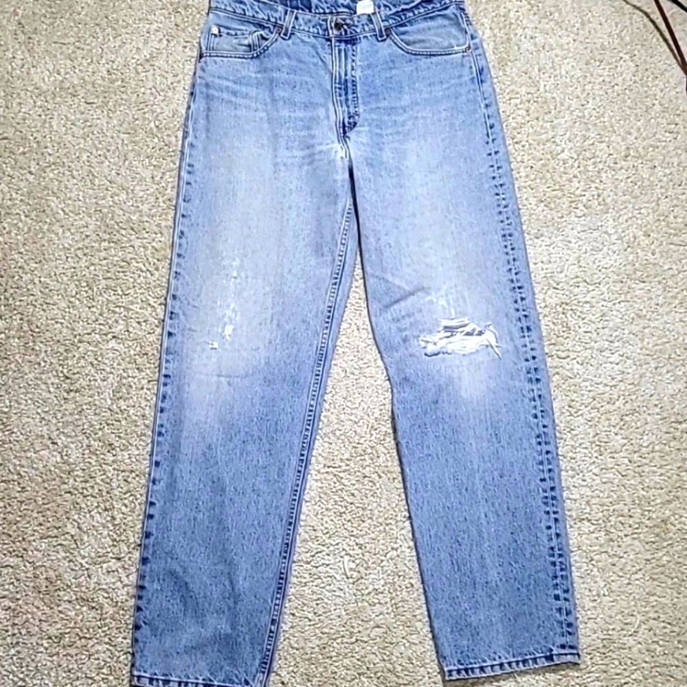 Size 36 Vintage Distressed Levis 550 Jeans W36 L34 Faded Light Wash Jeans Straig